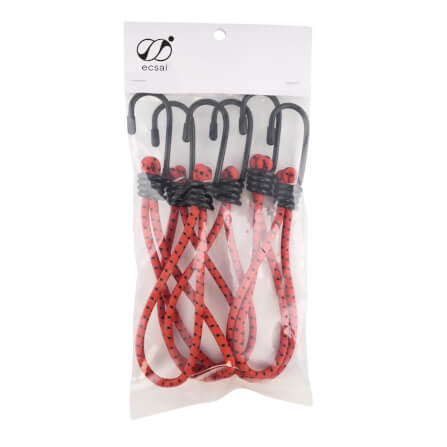 สายรัดยางยืดแบบห่วง ECSAI ตะขอเหล็ก ขนาด 6 มม. ยาว 15 ซม. สีแดง-ดำ (แพ็ค 6 ชิ้น)_9